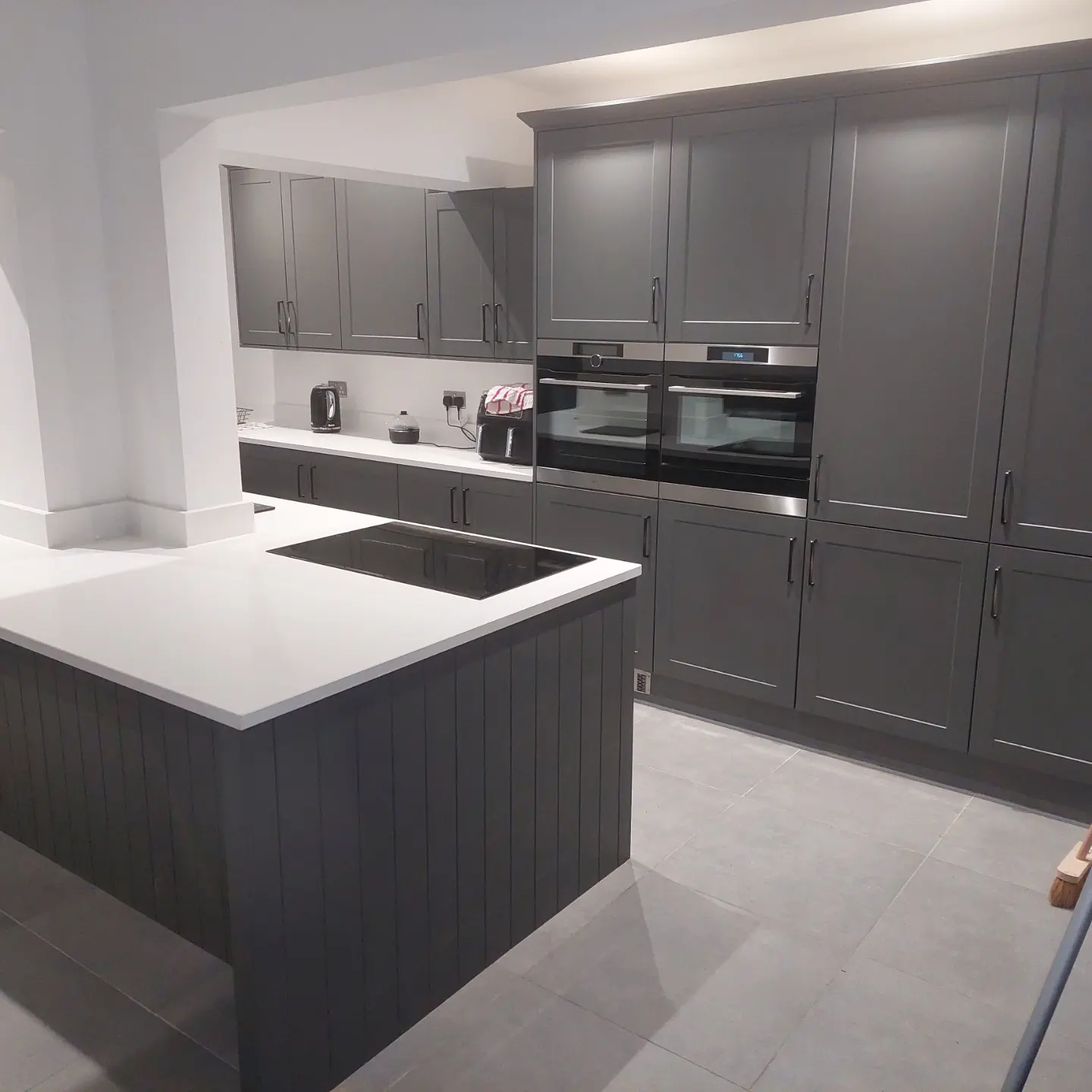 Completed luxury kitchen island with induction hob